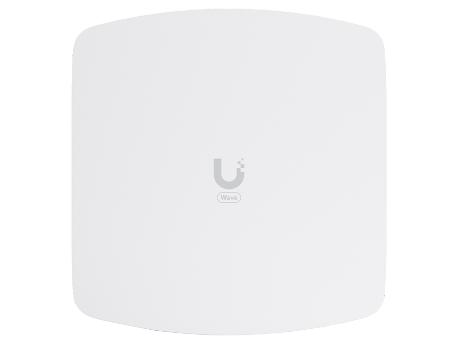 White Ubiquiti UniFi U6+ WiFi 6 access point, square ceiling-mount design with U logo.