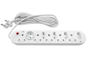 MP-10W5M Multi Plug 5x16A 5x5A 5m Cord White | Rapidnet