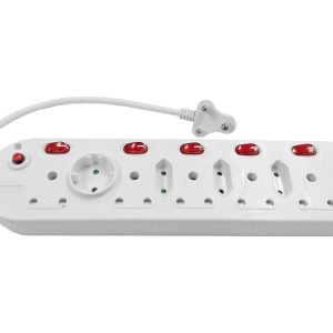 MP-10WSWI Multi Plug 5x16A 5x5A 0.5m Cord Switched White | Rapidnet